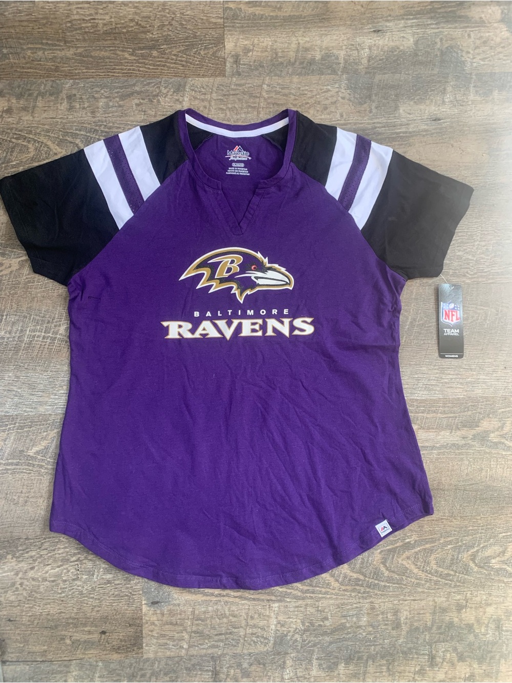 NFL Baltimore Ravens Purple and Black Women's Short Sleeve Jersey Tee